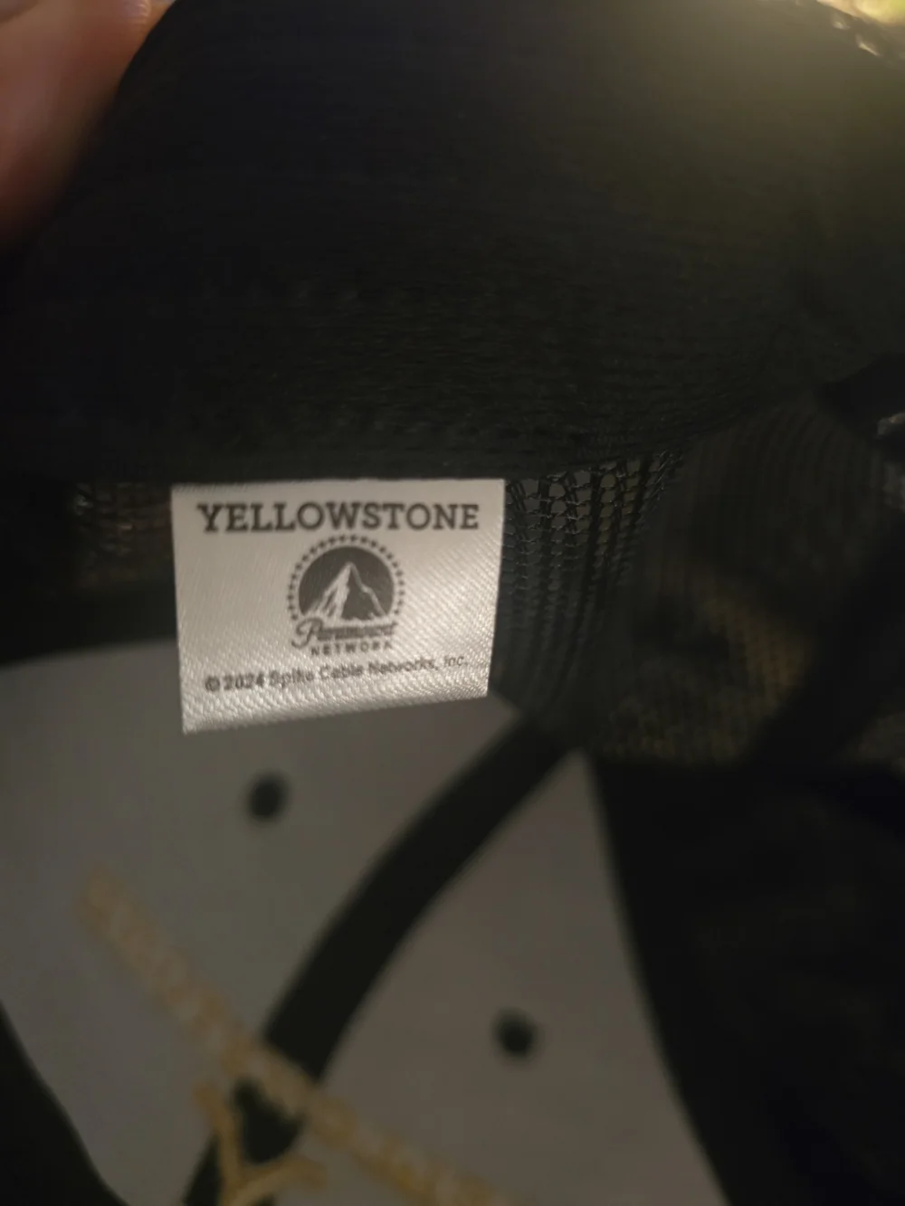 Yellowstone Dutton Ranch Black Trucker Hat with Gold Logo Embroidery